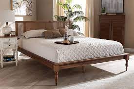Check spelling or type a new query. Baxton Studio Romy Vintage French Inspired Ash Wanut Finished Wood Synthetic Rattan Queen Size Platform Bed Mg0005 Ash Walnut Rattan Queen