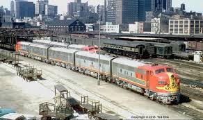 Atsf 311 Emd F7 Awaits A Train Dearborn Station In Chicago 07 1964 By Ted Ellis Train Santa Fe Railroad Photography