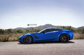 Laguna Blue Corvette C7 Z06 With Strasse Wheels Laguna Blue Corvette Corvette Z06