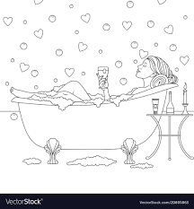 Free kaktus font from luca ricci. Vector Illustration Beautiful Girl Bathes In The Bathroom Drinks Wine Coloring Download A Free Preview O Bath Girls Coloring Pages Coloring Pages For Girls