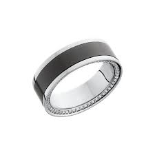 Zeus Platinum Band With Elysium Black Diamond Inlay And A Reverse Diamond Bevel Black Diamond Platinum Band White Gold Band