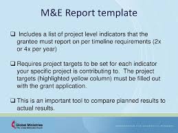 Grants Workplan And Monitoring And Evaluation M E Regarding M E Report Template Best Sample Templa Report Template Business Template Book Report Templates