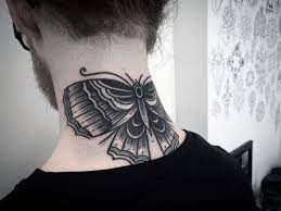 90 Moth Tattoos For Men Nocturnal Insect Design Ideas Moth Tattoo Back Of Neck Tattoo Butterfly Neck Tattoo