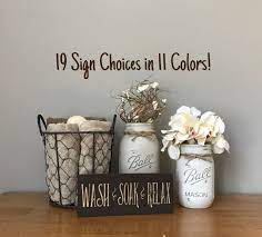 4 piece farmhouse mason jar bathroom accessories set, soap disopenser / toothbrush holder / 2 pack cotton swab holders. Mason Jar Bathroom Set Farmhouse Bathroom Decor Rustic Home Etsy Farmhouse Bathroom Decor Bathroom Decor Rustic Bathroom Decor