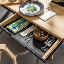 Rectangular naswith double pedestal extendable dining table. Vox Nature Oak Dining Table With Drawers And Built In Trivet Vox Cuckooland