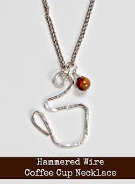 Hammered Wire Coffee Mug Necklace Amy Latta Creations Coffee Jewelry Wire Wrapped Jewelry Jewelry Staples
