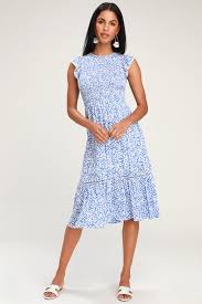 Pick Me Blue Floral Print Midi Dress In 2020 Midi Dress Sleeveless Midi Short Sleeve Dress Blue Floral Midi Dress