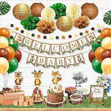 There are 17608 animal baby shower decorations for sale on etsy and they cost 18 28 on average. Ola Memoirs Woodland Animals Baby Shower Decorations For Boy Or Girl Gender Neutral Party Supplies Kit Welcome Banner Forest Creatures Cut Out Balloons Pompoms Leaves Lanterns Educational Toys Planet