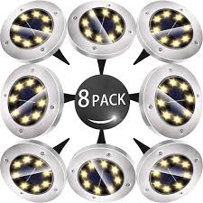 Biling Solar Disk Lights Outdoor 8 Led Bulbs Solar Ground Lights Outdoor Waterproof For Garden Yard Patio Pathway Lawn Driveway Warm White 8 Pack Amazon Com