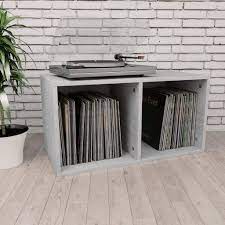 Separate records of a different diameter with a divider. Buy Vidaxl Lp Record Album Storage Shelf Vinyl Record Storage Cube Rack Cabinet Bookcase Organizer For Vintage Lp Records Stackable 2 Shelf Vinyl Storage Box Concrete Gray 28x13 4x14 2 Online