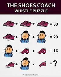 The correct shoe man cone riddle answer is 43 one of the puzzles of the image that is turning into. The Shoes Coach And Whistle Puzzle Viral Whatsapp Puzzle With Answer Maths Puzzles Math Genius Math Riddles