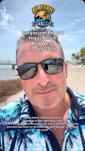 #Sargassum Report #HiggsBeach #KeyWest , Trending in the right direction!,  For a sargassum-free excursion use code VFC10 for a ten percent discount on  all bookings with Danger Charters!, Ah yeah!