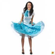 Rock'n'roll rockabilly kostüm für frauen:günstig: Rock 039 N 039 Roll Kostum Tellerrock Blau