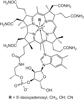 Vitamin B12 (Cobalamin) structure, AI generated