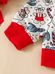 Boys Girls Baby Cute Christmas Cartoon Allover Print Outfits - Temu