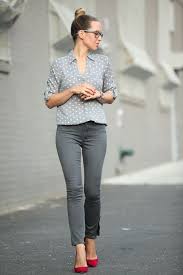 I wear my grey sperry's with my beige pants all the time. Grey Matter Brooklyn Blonde Business Casual Outfits Red Shoes Outfit Grey Outfit