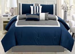 Another classic dark bedroom colour scheme. 5 Piece Navy Blue Grey White Color Block Bed In A Bag Microfiber Comforter Set Twin Size Bedding Perfect For Any Bed Room Or Guest Room Amazon In Home Kitchen