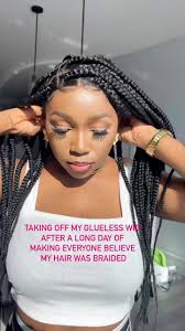 All our wigs can be worn glueless, Do you prefer to have your wig  professionally installed Or would you rather wear them glueless?, Let me  know in the comments 👇👇, Style: jumbo knotless fiber full ...