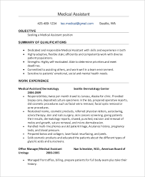Hloom's library of medical assistant resume templates saves time on formatting and makes it easier to focus on writing the actual content of your resume. Free 8 Sample Medical Assistant Resume Templates In Pdf Ms Word
