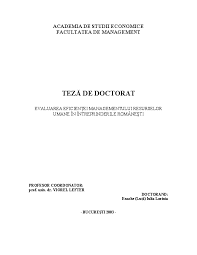 Alinierea resurselor umane și strategia de afaceri. Pdf Teza Doctorat Finala Miron Georgiana Academia Edu