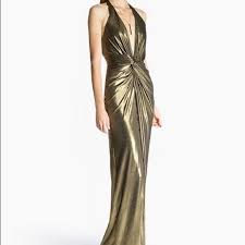 Gold Lame Halter Dress By Halston Halston Dress Disco Dress Dresses