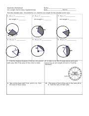A student determined that the area of the segment of circle c shown above is a(segment)=137.71 ft^2. Arc Length Sector Area Segment Area Ws Doc Geometry Worksheet Arc Length Sector Area Segment Area Name Date Period Find The Shaded Area On Problems Course Hero