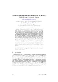 Pdf Learning Analytics Issues On The Pupil Teacher Ratio In Public Primary Schools In Nigeria