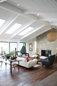 Vaulted Ceiling Design With Skylights Mid Century Modern Living Room Butler House Mid Century House