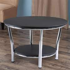 Winsome wood maya round coffee table black top metal legs. Winsome Wood Maya 40 In X 18 In With Polished Steel Legs And Dark Espresso Top Shelf Round Coffee Table 93230 Rona