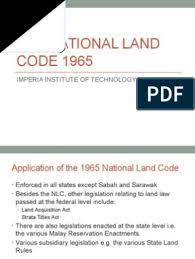 The publication of this act is for the sole purpose of reference only. National Land Code 1965 Adverse Possession Equity Law
