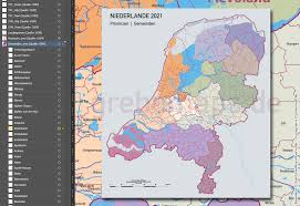 Das gebiet südlich davon zur provinz belgica. Niederlande Vektorkarte Provinzen Gemeinden Grebemaps Kartographie