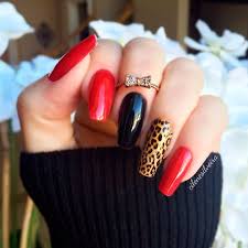 Black And Red Design Nails 20 Vibrant Red Acrylic Nail Designs Nails Red Acrylic Holiday Simple Christmas Leopard Print Nails Nail Designs Valentines Red Acrylic Nails