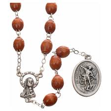 San miguel arcángel, defiéndenos en la lucha. Rosario De Madera Redondo San Miguel Arcangel Venta Online En Holyart