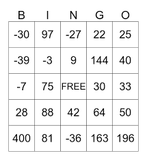 There are two different ways you can play this game. Integer Bingo Game Bingo Card