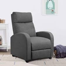 Jummico Adjustable Linen Recliner Chair Home Theater Single Recliner Sofa Seat Furniture Living Room Recliner Furniture Design Living Room Grey House Furniture