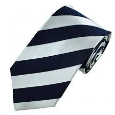 Navy Blue Silver White Striped Silk Tie From Ties Planet Uk
