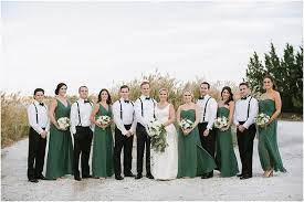 Green White And Black Wedding Party Hunter Green Wedding Green Wedding Colors Hunter Green Bridesmaid Dress