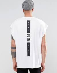 Image 1 Of Asos Super Oversized Sleeveless T Shirt With Japanese Text Spine Print Shirt Design Inspiration Tee Shirt Designs Sleeveless Tshirt