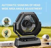 A26 USB Fan Camping Auto Rotate Goyang Kepala Outdoor Kipas Portable  Rechargeable Charge Hanging Hook Khemah