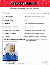History Of Slavery Vocabulary Match Up Worksheet Education Com Social Studies Middle School Slavery Middle School History