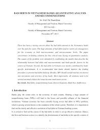Pdf Bad Debts In Vietnamese Banks Quantitative Analysis And Recommendations