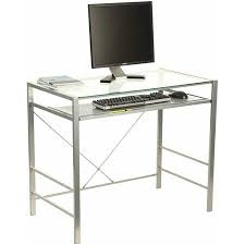 Capri Glass And Metal Desk Silver Walmart Com Metal Desks Glass Computer Desks Glass Top Desk