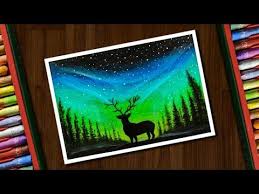 Aurora Night Drawing With Oil Pastels For Beginners Step By Step Youtube Oil Pastel Drawings Easy Oil Pastel Art Soft Pastel Art