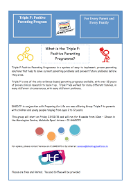 Triple ps evidence based positive parenting program offers simple, practical strategies that have been proven to work around the world, helping parents . Triple P Parenting Programme Love Clontarf