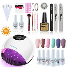 Amazon Com Vishine Led Uv Gel Nail Lamp Set 72w Gel Nail Dryer Professional Curing Light 6 Color Gel Polish Base Top Coa Gel Nails Nail Dryer Uv Gel Nails