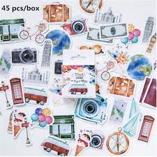 45 Pcs Box Album Decoration Stationery Stickers Diy Scrapbooking Label Seal Sticker Scrapbook Stickers Diy Diary Decoration Journal Stickers
