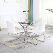 5pcs round dining table set, tempered