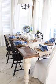 With the table, 4 coordinating dining chairs are also included, with. Blue And White Kitchen Table Starfish Cottage Farm Table Dining Room Kitchen Table Decor Farmhouse Dining Table