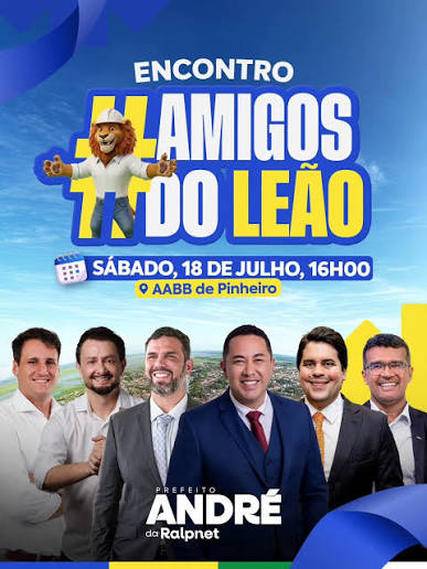Chegou a hora de reunir os amigos! 🦁💙💛 No próximo sábado, 18 de julho,  às 16h, teremos o grande Encontro #AmigosDoLeão, na AABB de Pinheiro. Será  um momento de união, diálogo e