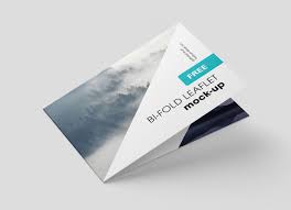 Free Premium Landscape Bi Fold Brochure Mockup Psd Brochure Mockup Psd Leaflet Bi Fold Brochure